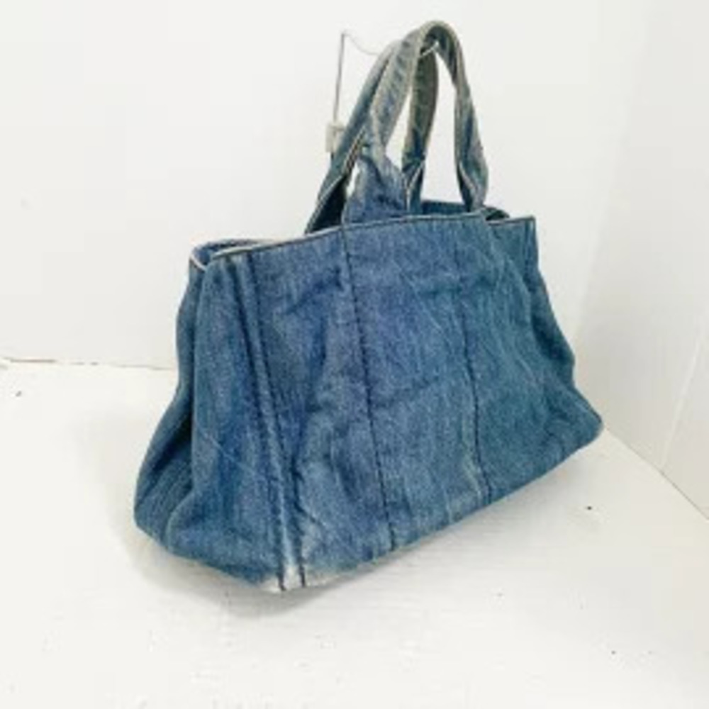 Prada CANAPA Tote Bag Navy Blue Denim